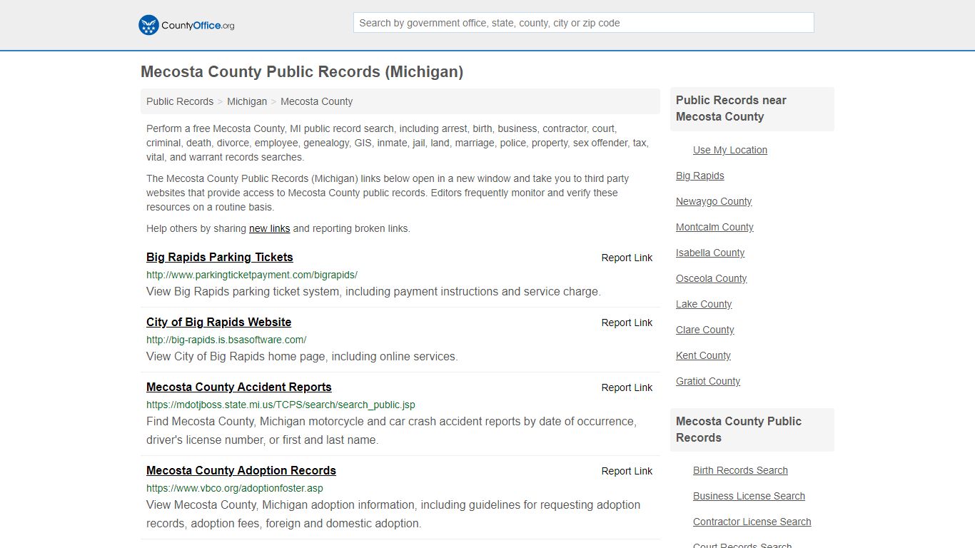 Public Records - Mecosta County, MI (Business, Criminal ...